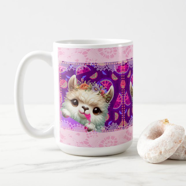 Freche Lama Kaffeetasse (Mit Donut)