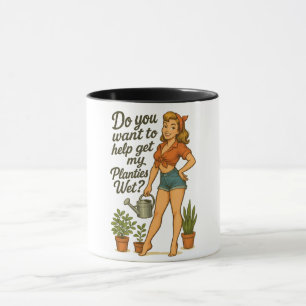 Freche Pin-Up-Gärtner Pflanze Puns Design Tasse