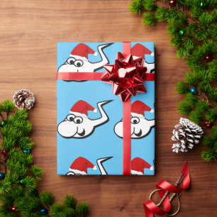 Freche Samenzellen mit Weihnachtsmannmütze Geschenkpapier