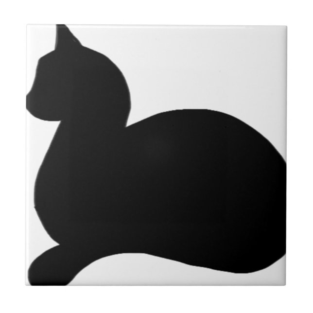 Freche schwarze Katze Fliese (Vorderseite)