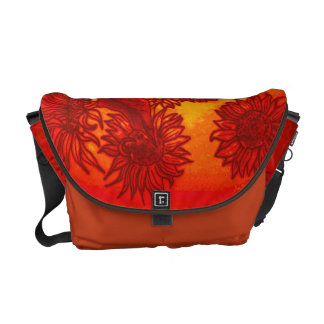 Freche Sonnenblumen in Orange Kuriertasche