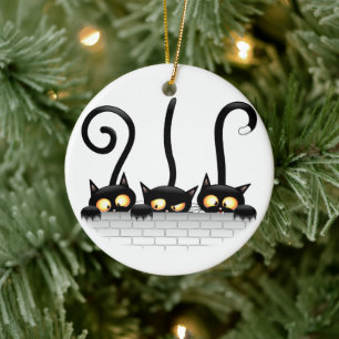 Freche, verspielte und lustige Katzencharaktere Keramik Ornament
