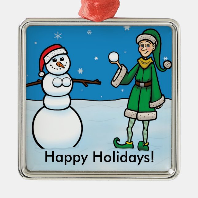 Freche Verzierung des Elf-#1 Silbernes Ornament (Vorne)