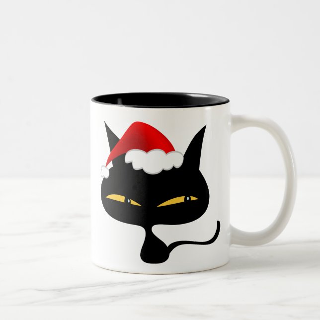Freche Weihnachtskitty-Tasse Zweifarbige Tasse (Rechts)