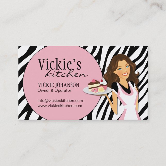 Freche Zebra-Druck-Bäckerei-Visitenkarte Visitenkarte (Vorderseite)