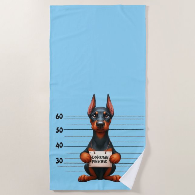 Frecher Dobermann Pinscher Strandtuch (Vorderseite)