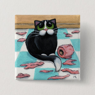 Frecher Katzen-Knopf Button