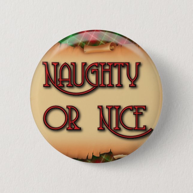 Frecher oder Nizza Weihnachtsknopf Button (Vorderseite)
