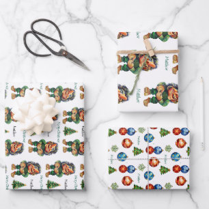 Frecher Weihnachtstroll und Baumvergnügen Geschenkpapier Set