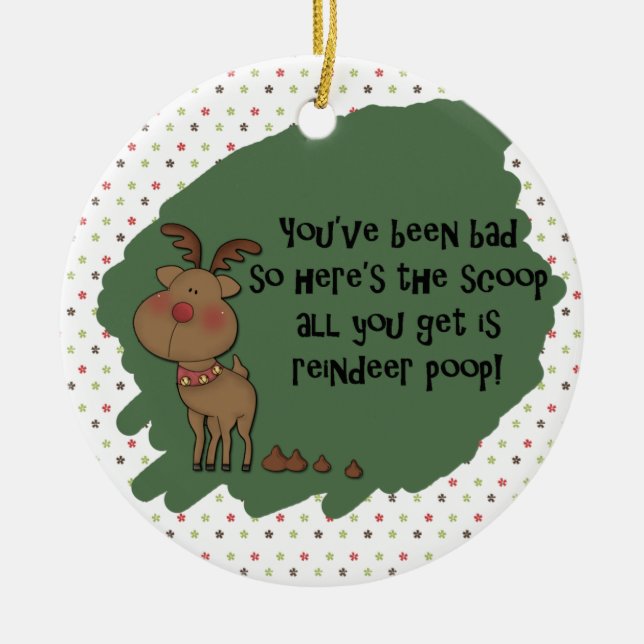 Freches lustiges Weihnachtsren kacken Keramikornament (Vorne)