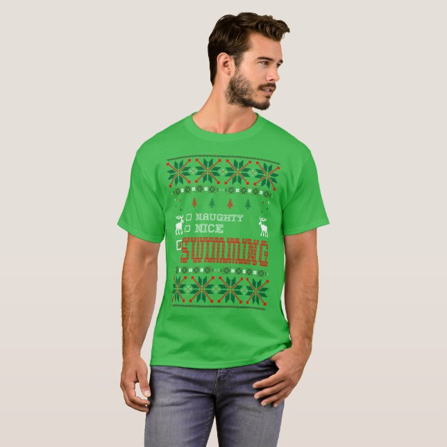 Freches Nizza Schwimmen-Weihnachtshässliches T-Shirt (Vorne ganz)