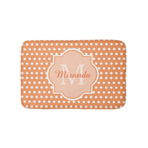 Freches orange Tupfen-Monogramm mit Namen Badematte