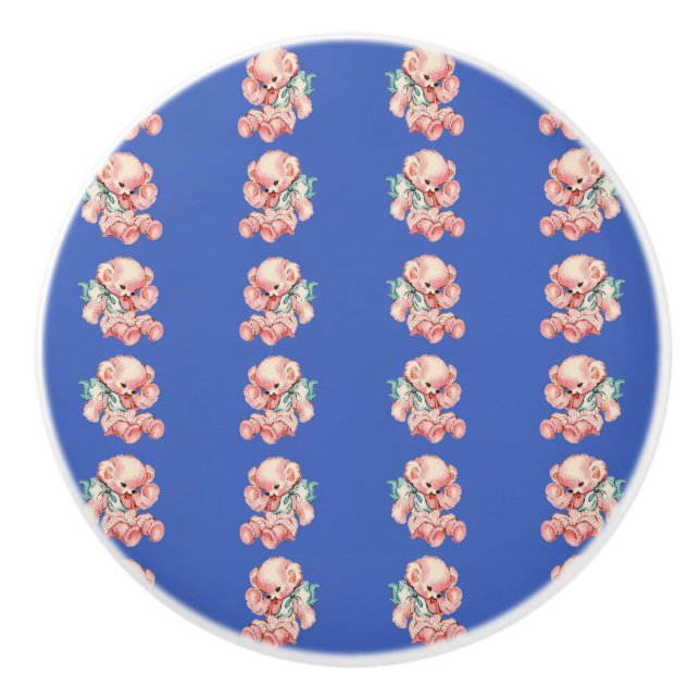 Freches rosa Teddybys Keramikknauf (Vorderseite)