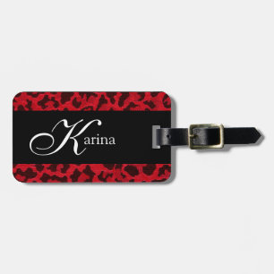 Freches rotes Leopard-Monogramm Gepäckanhänger