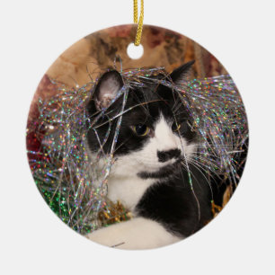 Freches Smokings-Miezekatze Weihnachten Keramikornament