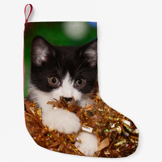 Freches Smokings-Miezekatze Weihnachten Kleiner Weihnachtsstrumpf (Vorderseite)