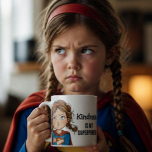 Freches Superhelden-Mädchen-Cartoon Kaffeetasse