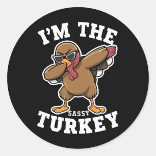 Freches Truthahn-Passend Familien-Thanksgiving-Par Runder Aufkleber