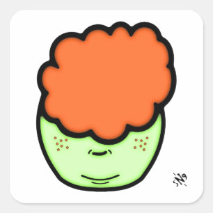 Freckled Ingwer Kind (lustiger Cartoon wie Sketch) Quadratischer Aufkleber