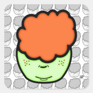 Freckled Ingwer Kind (lustiger Cartoon wie Sketch) Quadratischer Aufkleber