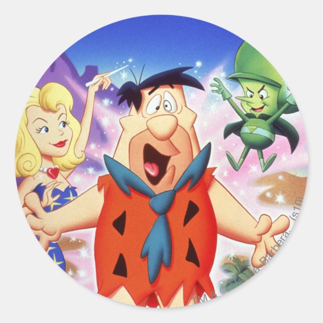 Fred Flintstone unter einem Zauber Runder Aufkleber (Vorderseite)