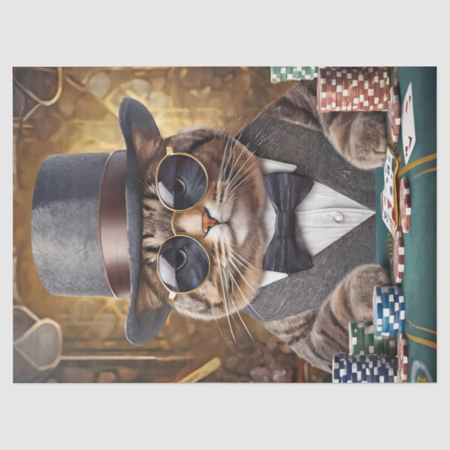 Fred ist nicht verwirrt, Cat Plays Cards Seidenpapier (Vorderseite)
