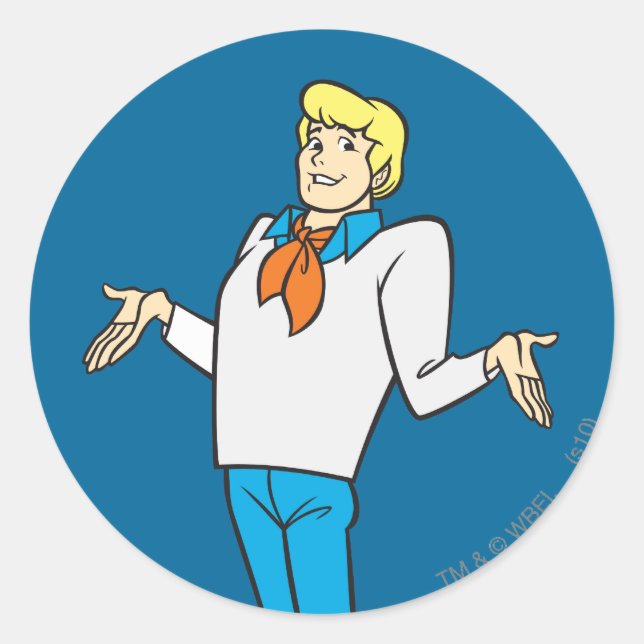 Fred Shrug Runder Aufkleber (Vorderseite)