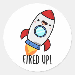 Fred Up Funny Rocket Puff Runder Aufkleber