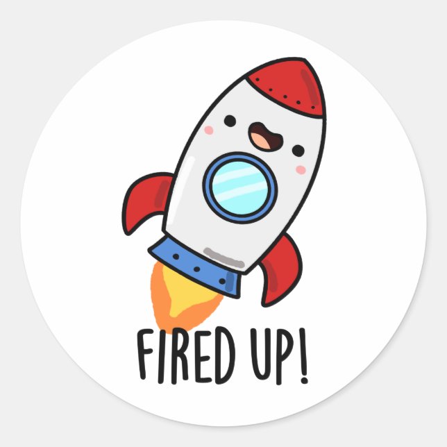 Fred Up Funny Rocket Puff Runder Aufkleber (Vorderseite)