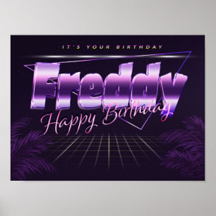 Freddy Name Vorname lila retro poster Geburtstag