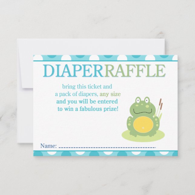 Freddy the Frog Baby Duwer Windel Raffenkarte Einladung (Vorderseite)