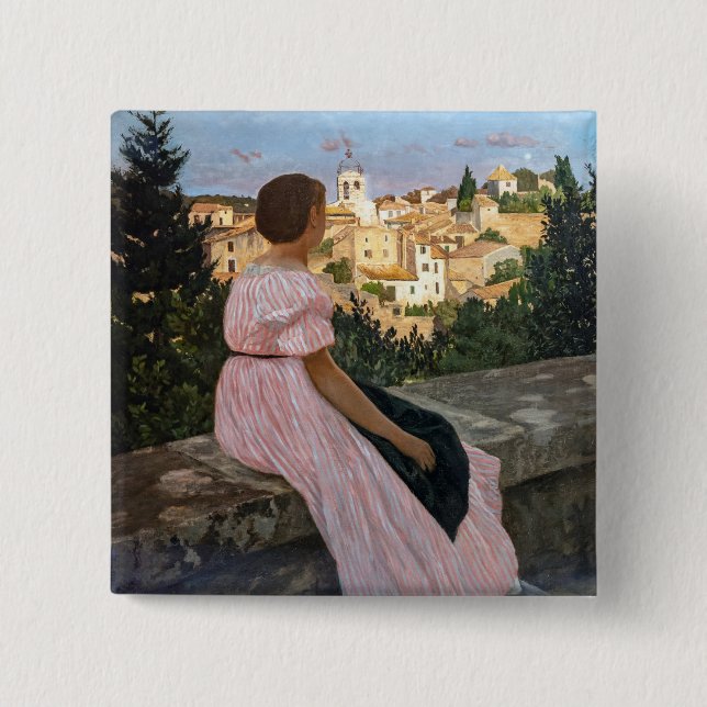 Frederic Bazille - Das rosa Kleid Button (Vorderseite)