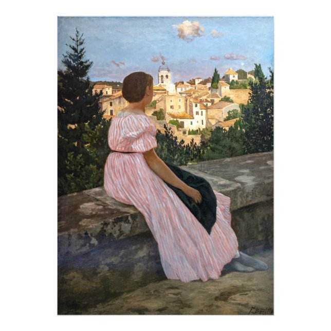 Frederic Bazille - Das rosa Kleid Fotodruck (Vorne)