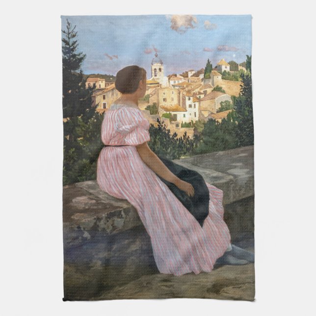 Frederic Bazille - Das rosa Kleid Geschirrtuch (Vertikal)