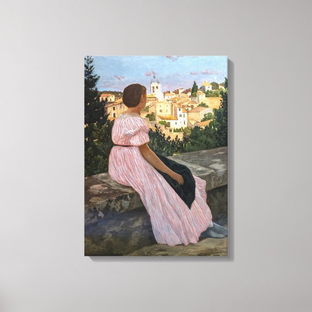 Frederic Bazille - Das rosa Kleid Leinwanddruck (Vorderseite)