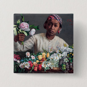 Frederic Bazille - Junge Frau mit Päonien Button