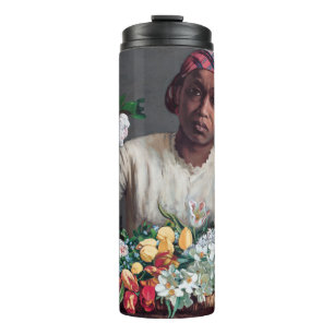 Frederic Bazille - Junge Frau mit Päonien Thermosbecher