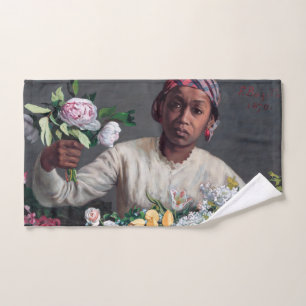 Frederic Bazille - Junge Frau mit Peonies Badhandtuch Set