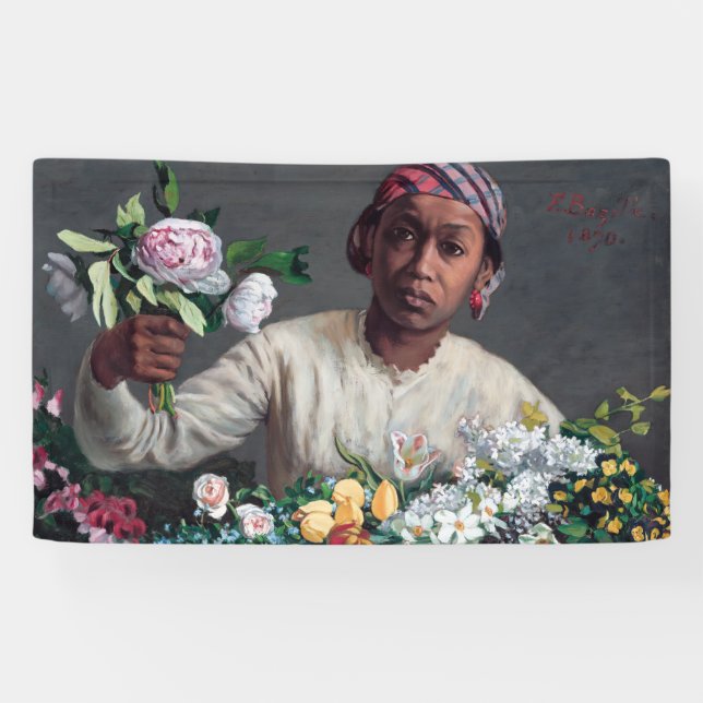 Frederic Bazille - Junge Frau mit Peonies Banner (Horizontal)