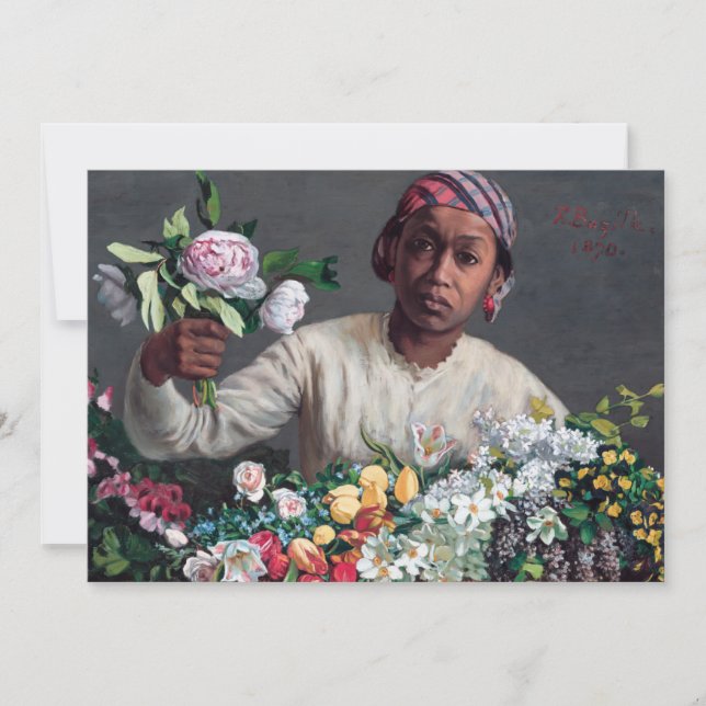 Frederic Bazille - Junge Frau mit Peonies Einladung (Vorderseite)