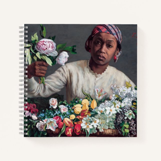 Frederic Bazille - Junge Frau mit Peonies Notizbuch (Vorderseite)