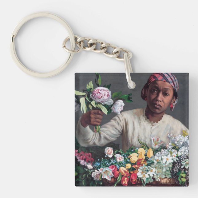 Frederic Bazille - Junge Frau mit Peonies Schlüsselanhänger (Vorderseite)