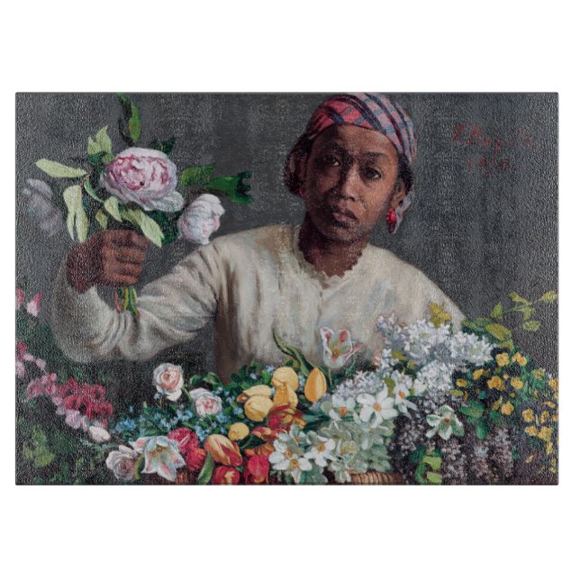 Frederic Bazille - Junge Frau mit Peonies Schneidebrett (Vorderseite)