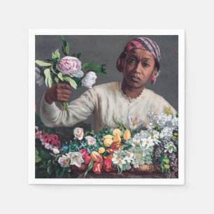 Frederic Bazille - Junge Frau mit Peonies Serviette