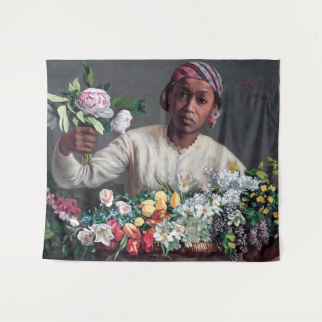 Frederic Bazille - Junge Frau mit Peonies Wandteppich (Vorderseite (Horizontal))