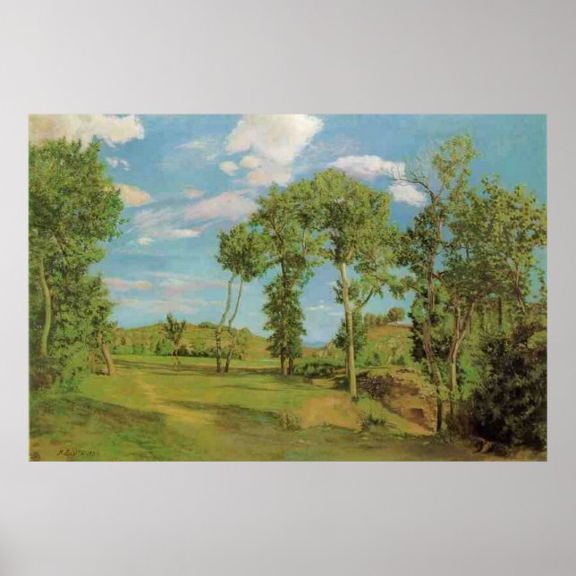 Frédéric Bazille's Paysage au bord du Lez Poster (Vorne)