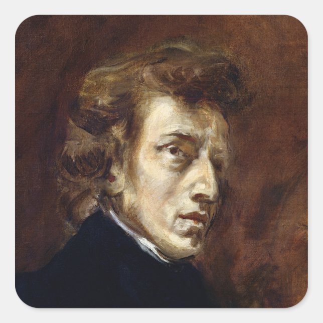 Frederic Chopin Quadratischer Aufkleber (Vorderseite)