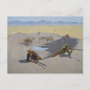 Frederic Remington - Kämpfe um Waterhole Postkarte