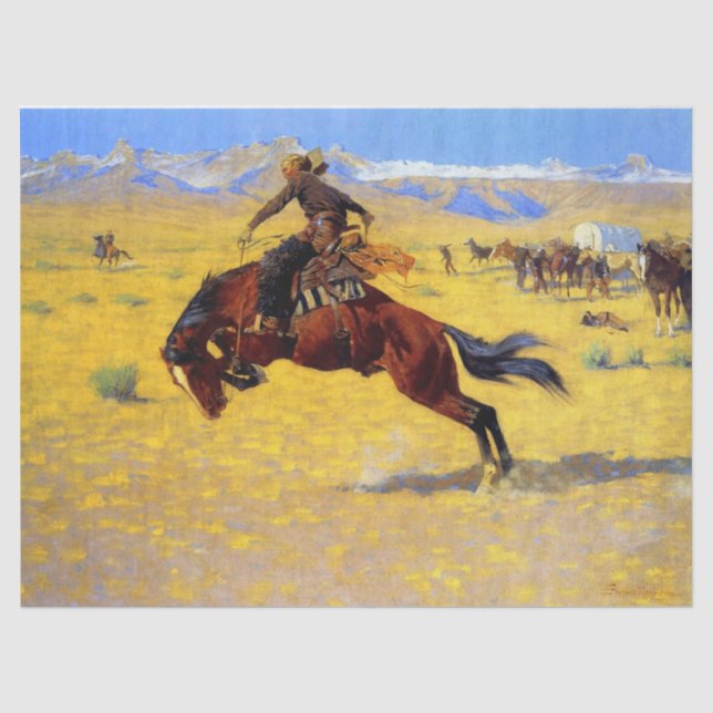 Frederic Remington Western Art "A Cold Morning" Ti Seidenpapier (Vorderseite)