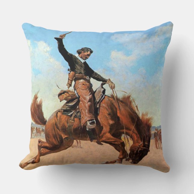 Frederic Remington Western Art "Bronco Buster" Kissen (Vorderseite)